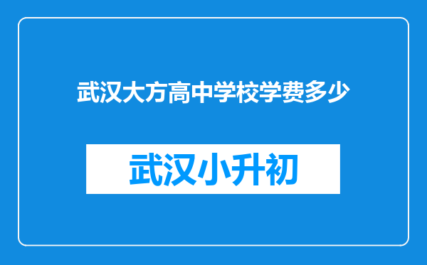 武汉大方高中学校学费多少