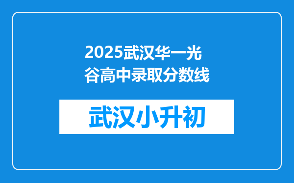 2025武汉华一光谷高中录取分数线