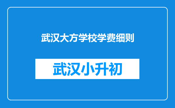 武汉大方学校学费细则