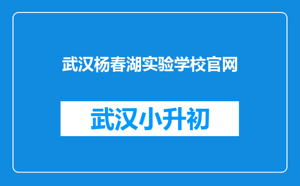 武汉杨春湖实验学校官网