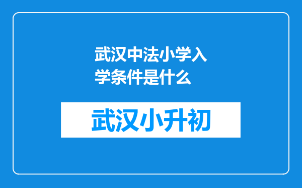 武汉中法小学入学条件是什么