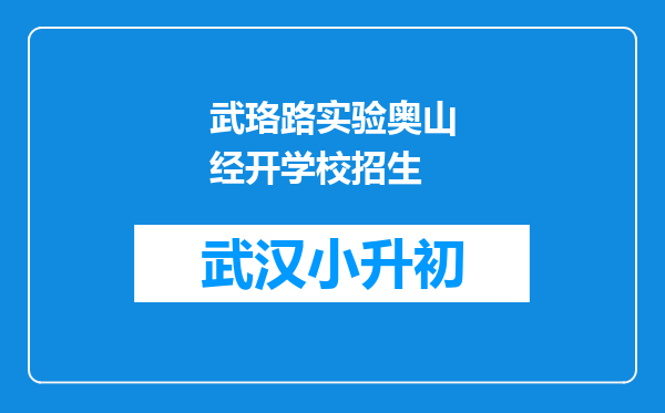 武珞路实验奥山经开学校招生