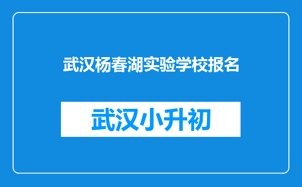 武汉杨春湖实验学校报名