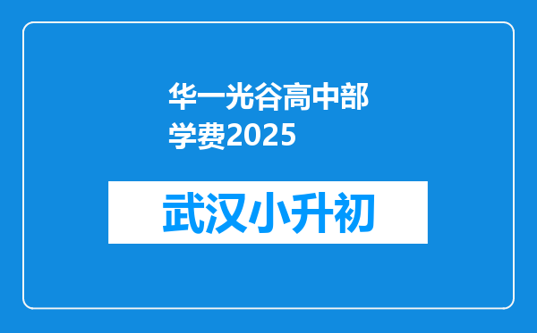 华一光谷高中部学费2025