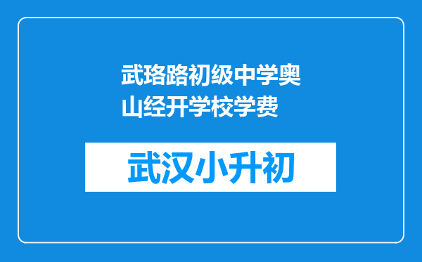 武珞路初级中学奥山经开学校学费