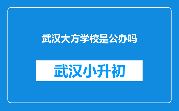 武汉大方学校是公办吗